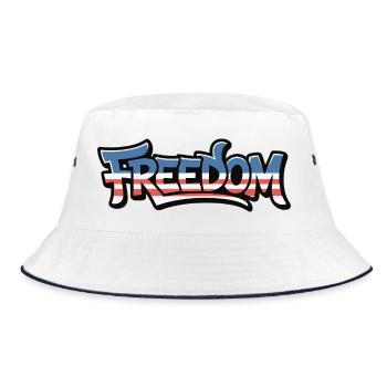 Freedom Typography Statement Design - Bucket Hat - white/navy - Front