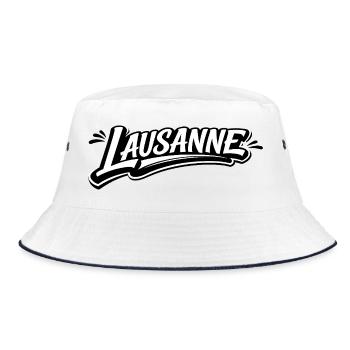 Lausanne vintage - Bucket Hat - Weiß/Navy - Vorne