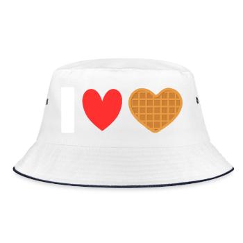 I Love Waffles Heart Waffle Breakfast - Bucket Hat - white/navy - Front
