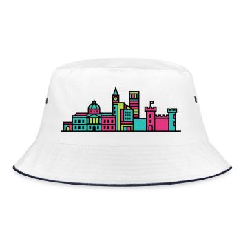 Nottingham City Skyline Old Market Square Art - Bucket Hat - white/navy - Front