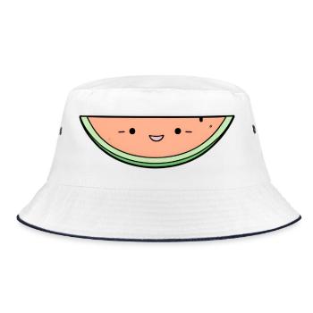 Kawaii Melon Slice - Bucket Hat - white/navy - Front