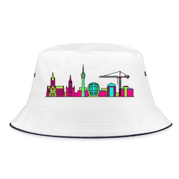 Glasgow City Skyline Clyde Arc Modern Line Art - Bucket Hat - white/navy - Front