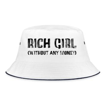 Rich Girl – Without Any Money Statement - Bucket Hat - white/navy - Front