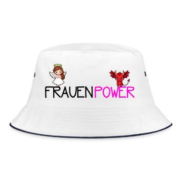 Frauenpower - Bucket Hat - Weiß/Navy - Vorne