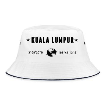 Kuala Lumpur Koordinaten Schwarzer Minimalist-Tippfehler - Bucket Hat - Weiß/Navy - Vorne