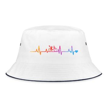 Regenbogen Fahrrad Pulslinien - Bucket Hat - Weiß/Navy - Vorne