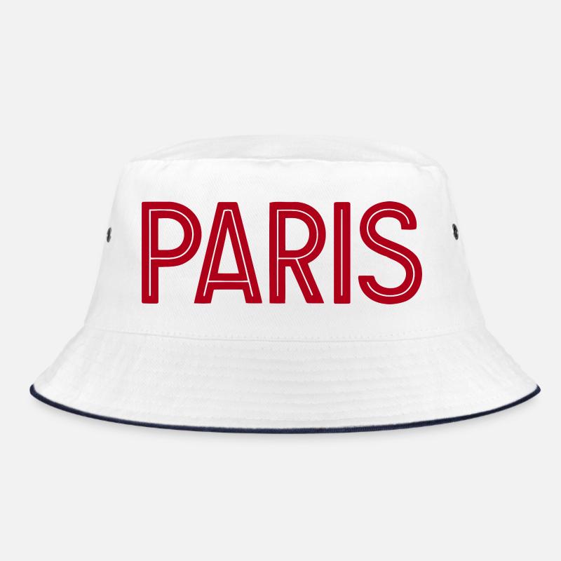 Paris Red Geometric Typography Bucket Hat