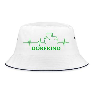 Traktor Dorfkind Herzschlag Bauernhof - Bucket Hat - Weiß/Navy - Vorne