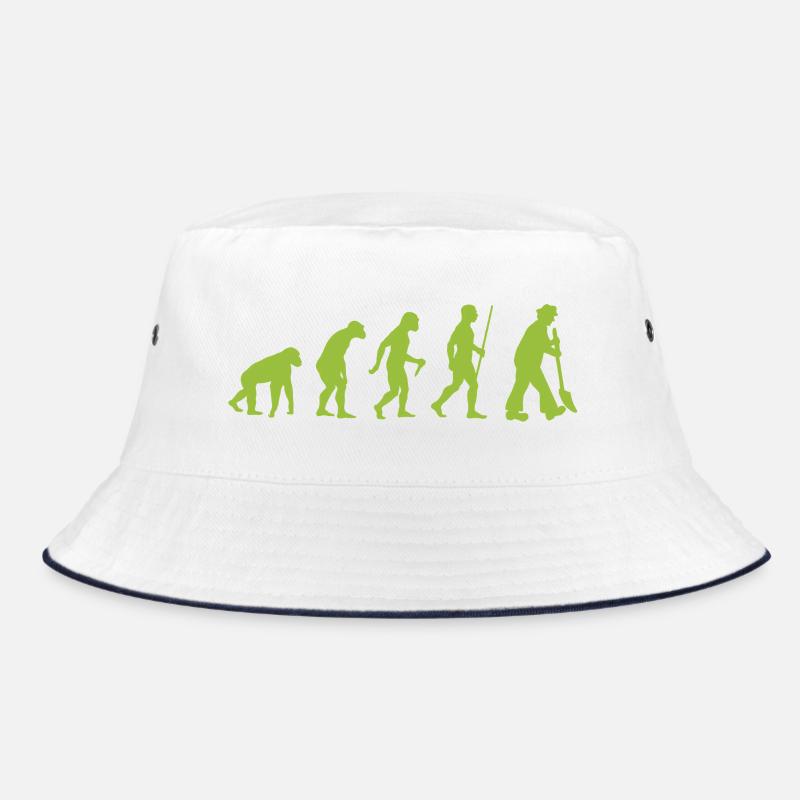 Evolution - vom Urmensch zum Gartenfreund - Bucket Hat - Weiß/Navy