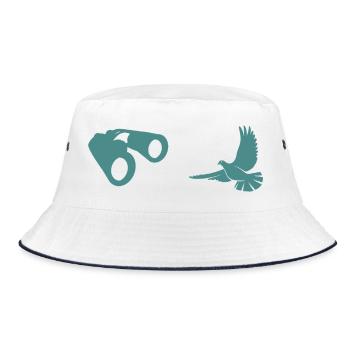 Minimalist Bird Watching Silhouette - Bucket Hat - white/navy - Front