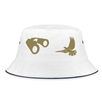 Minimalist Bird Watching Silhouette - Bucket Hat - white/navy - Front