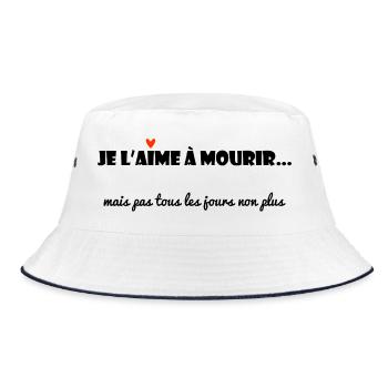 JE T'AIME. MESSAGE. CITATIONS. HUMOUR. AMOUR - Bob - blanc/marine - Devant