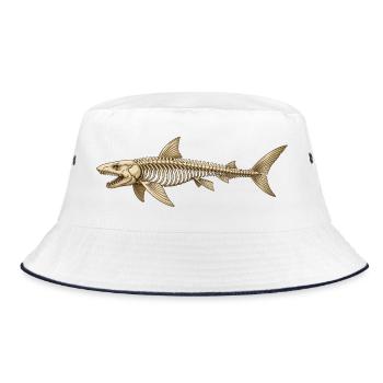 Motif océanique fossile de squelette de requin-pêcheur - Bob - blanc/marine - Devant