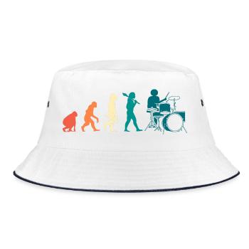 Drummer Drum Drumsticks - Bucket Hat - white/navy - Front