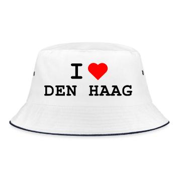 I love Den Haag - Ich liebe Den Haag - Bucket Hat - Weiß/Navy - Vorne