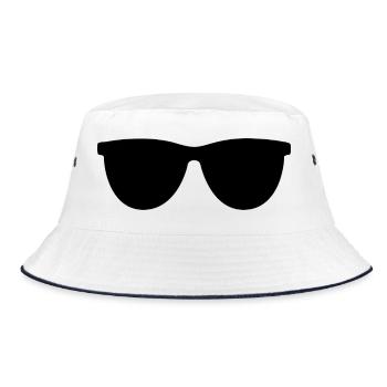 Sonnenbrille - Bucket Hat - Weiß/Navy - Vorne