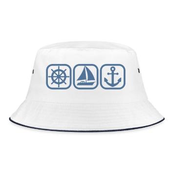 Sailor Boater Captain Sailboat Anchor Sailing - Bucket Hat - white/navy - Front