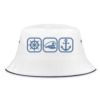 Boater Captain Sailor Boat Anchor Sailor - Bucket Hat - white/navy - Front