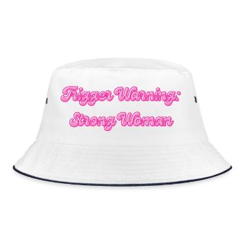 Trigger Warning: Strong Woman - Bucket Hat - white/navy - Front