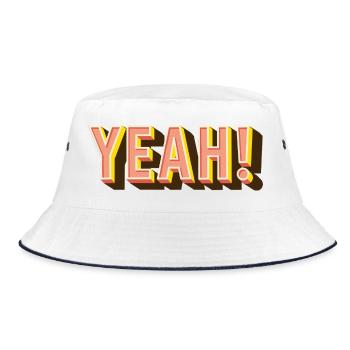 YEAH Retro Pop Font - Bucket Hat - white/navy - Front