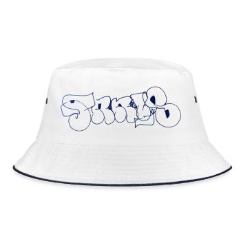 Paris Graffiti Hoodie - Bucket Hat - Weiß/Navy - Vorne
