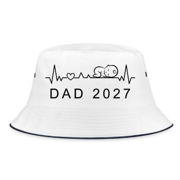 Zukünftiger Vater 2027 Herzschlag-Ankündigung Schwangerschaft - Bucket Hat - Weiß/Navy - Vorne