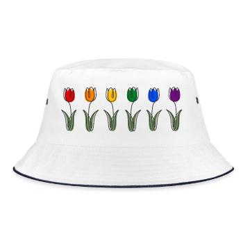Tulipes dans la variété florale de la Fierté LGBTQ - Bob - blanc/marine - Devant