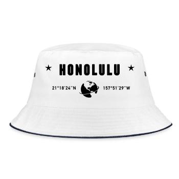 Honolulu Hawaii Coordinates Planet Earth - Bucket Hat - white/navy - Front