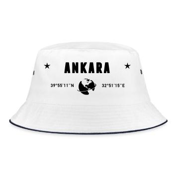 Ankara Turkey Coordinates Planet Earth - Bucket Hat - white/navy - Front