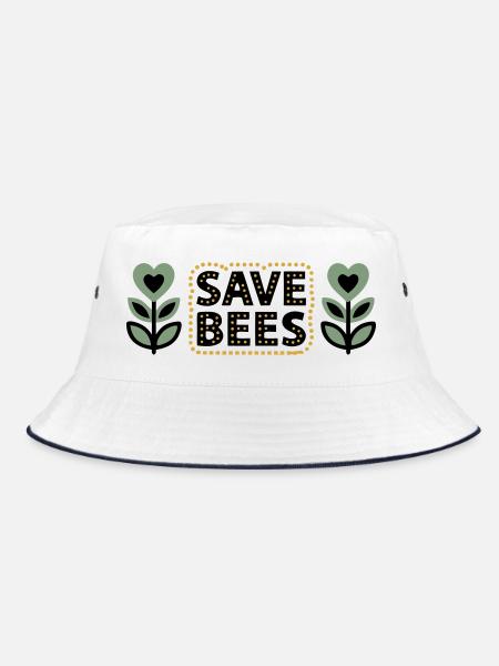 Save Bees Bees Flowers Conservation Beekeeper - Bucket Hat - white/navy - Front