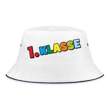 1. Klasse - Bunte Buchstaben Schulanfang Design - Bucket Hat - Weiß/Navy - Vorne