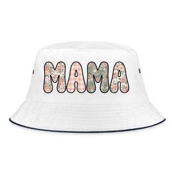 MAMA Lettres Fleurs et Vichy Rétro | Boho - Bob - blanc/marine - Devant