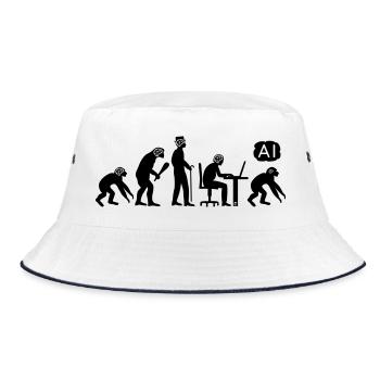AI-volution - Bucket Hat - Weiß/Navy - Vorne