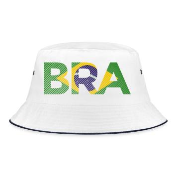 BRA Brazil Flag Stripe Football Shirt - Bucket Hat - white/navy - Front