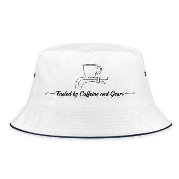 Fueled by Caffeine and Gears Bike Line Art - Bucket Hat - white/navy - Front
