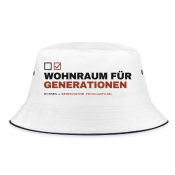 WOHNRAUM FÜR GENERATIONEN — Gemeinnützig - Bucket Hat - Weiß/Navy - Vorne