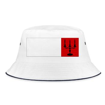 Gotische Kandelaber-Silhouette – Rot-weißer Minim - Bucket Hat - Weiß/Navy - Vorne