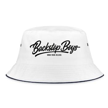 Backstop Boys Retro Script - Bucket Hat - white/navy - Front