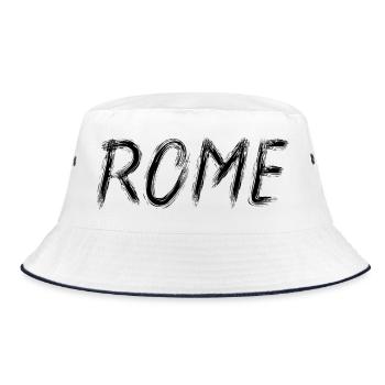 Rome Graphic Brush Lettering Black - Bucket Hat - white/navy - Front