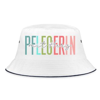 Pflegerin mit Herz Design - Bucket Hat - Weiß/Navy - Vorne