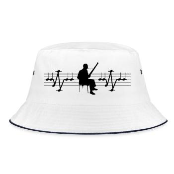 Bassoon ECG from Notes Hearbeat Heartbeat Bassoonist - Bucket Hat - white/navy - Front