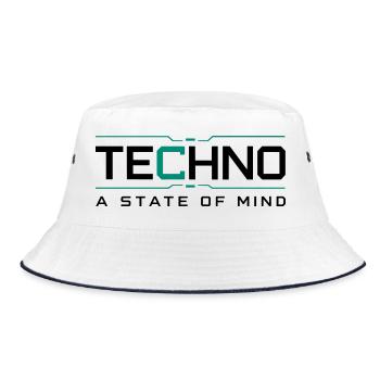 Techno - A State of Mind - Bucket Hat - white/navy - Front