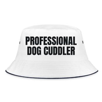 Professional Dog Cuddler - Hunde Shirt - Bucket Hat - Weiß/Navy - Vorne