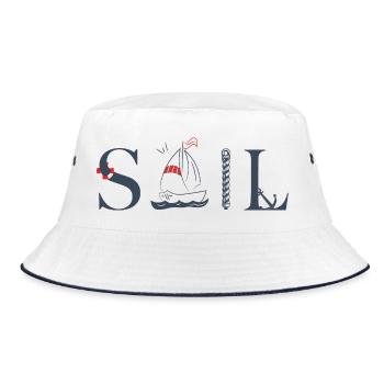 SAIL – Maritime Typography Design - Bucket Hat - white/navy - Front