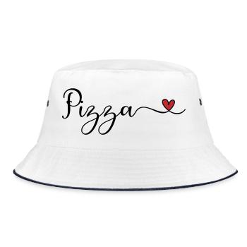 Pizza Heart - Bucket Hat - white/navy - Front