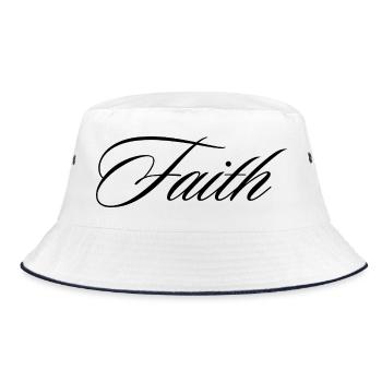 Faith Cursive Calligraphy Script Typography Graphi - Bucket Hat - white/navy - Front