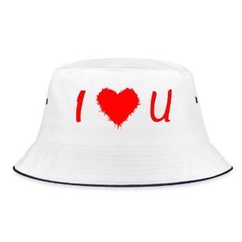 Love Graffiti Heart i LOVE YOU I Love You - Bucket Hat - white/navy - Front