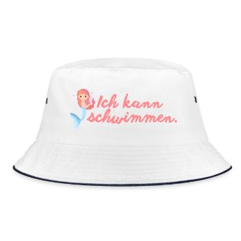 Ich kann schwimmen – Meerjungfrau Mädchen - Bucket Hat - Weiß/Navy - Vorne