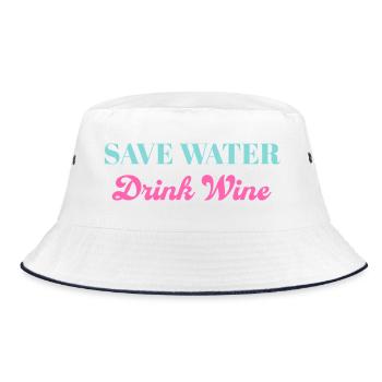 Save water drink wine - Bucket Hat - white/navy - Front