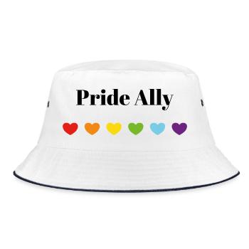 Rainbow Hearts Safe Space Pride Ally - Bucket Hat - white/navy - Front
